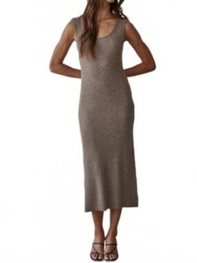 Hem & Thread Brown Ribbed Dress